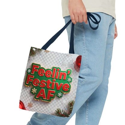 Feelin' Festive AF Tote Bag - Holiday Shopping Bag | Loom Noir