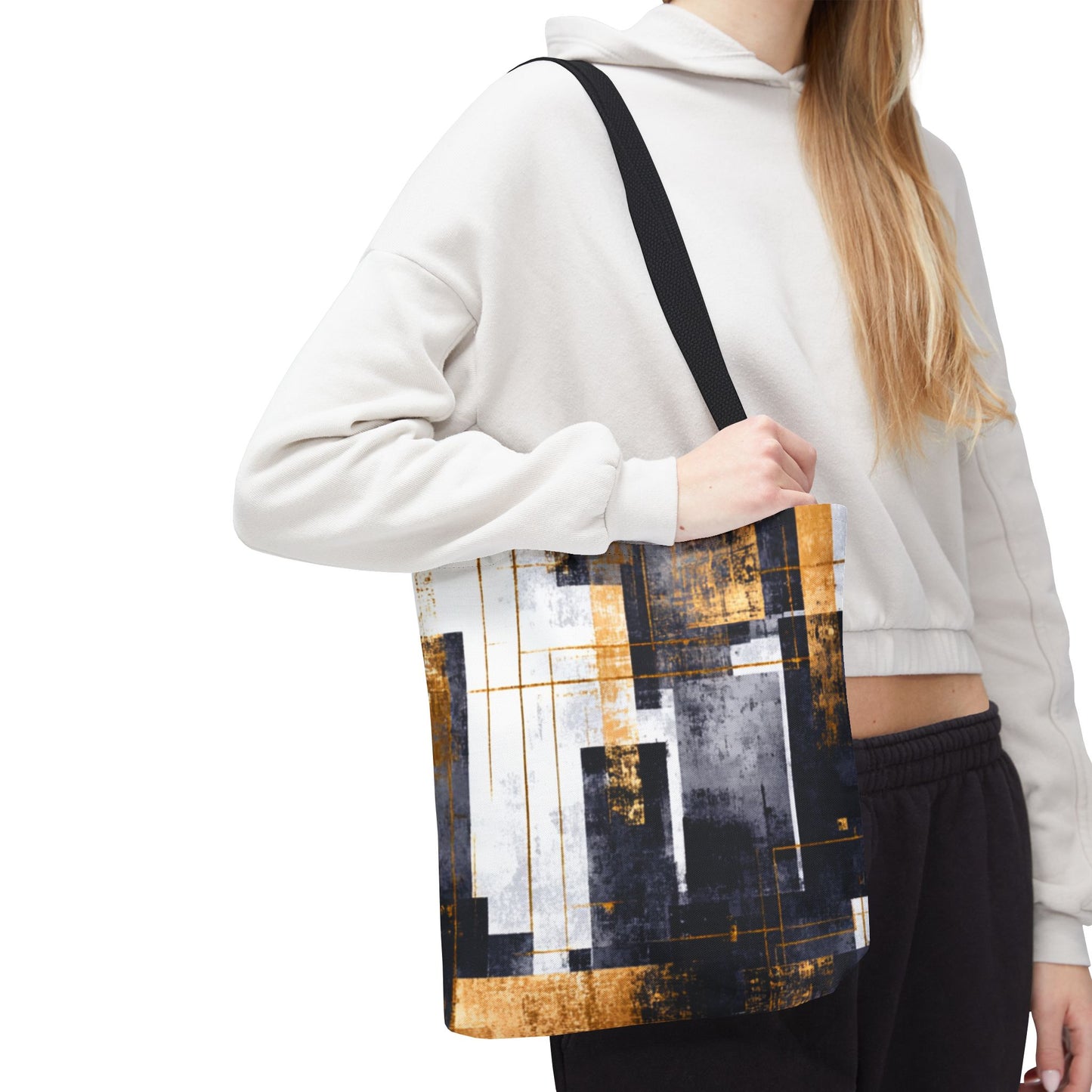 Modern Gold & Navy Tote Bag - Stylish Shopping Bag | Loom Noir
