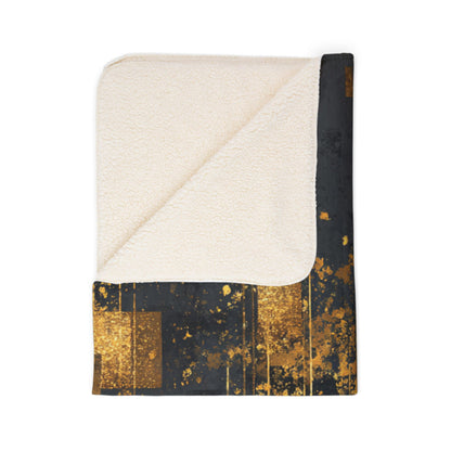 Gold Geometric Sherpa Blanket — Modern Luxe Fleece Throw