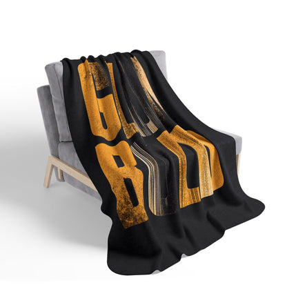 Glow Bold Sherpa Blanket | Vintage Gold Typography Throw