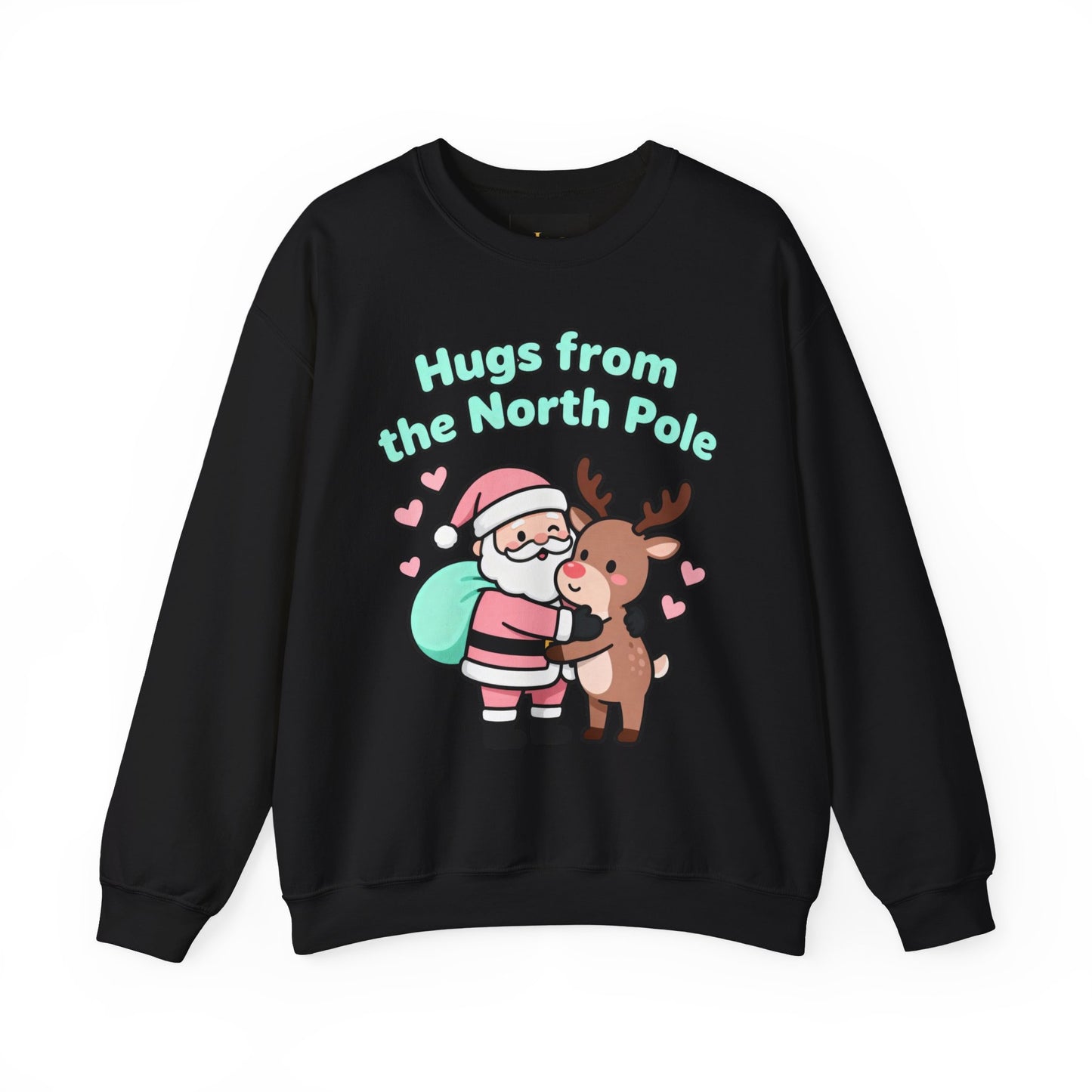 Christmas Sweatshirt Santa & Reindeer - Holiday Crewneck | Loom Noir