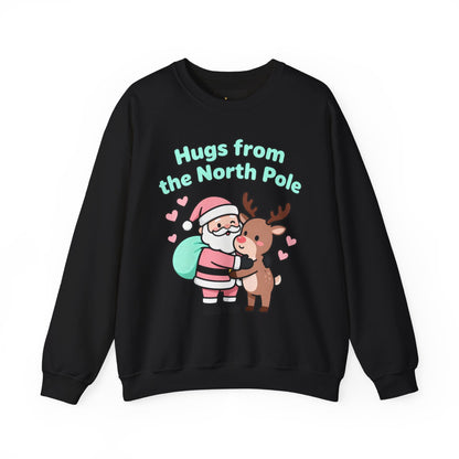 Christmas Sweatshirt Santa & Reindeer - Holiday Crewneck | Loom Noir