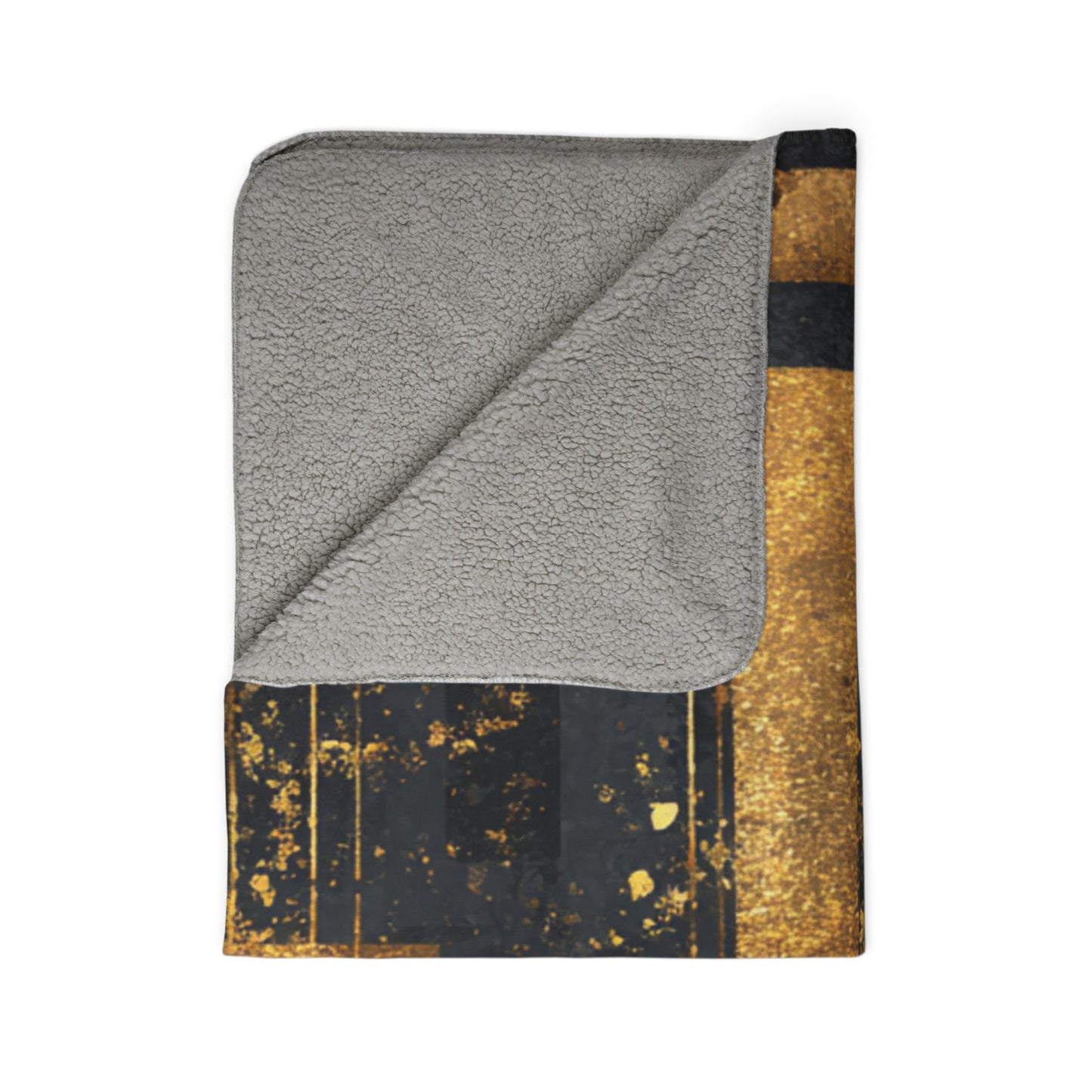 Gold Geometric Sherpa Blanket — Modern Luxe Fleece Throw