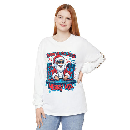 DJ Santa Long Sleeve Shirt | Naughty or Nice Beats Christmas Tee