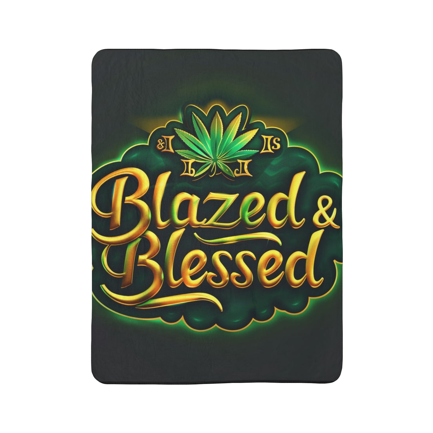 Blazed & Blessed Sherpa Blanket | Cannabis-Themed Fleece Throw