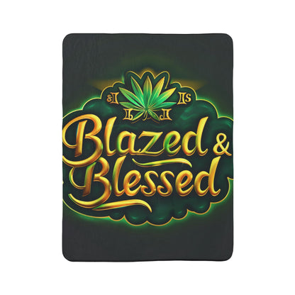 Blazed & Blessed Sherpa Blanket | Cannabis-Themed Fleece Throw