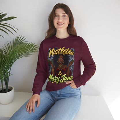 Mistletoe & Mary Jane Crewneck | Cannabis Holiday Sweatshirt