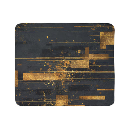 Gold Geometric Sherpa Blanket — Modern Luxe Fleece Throw