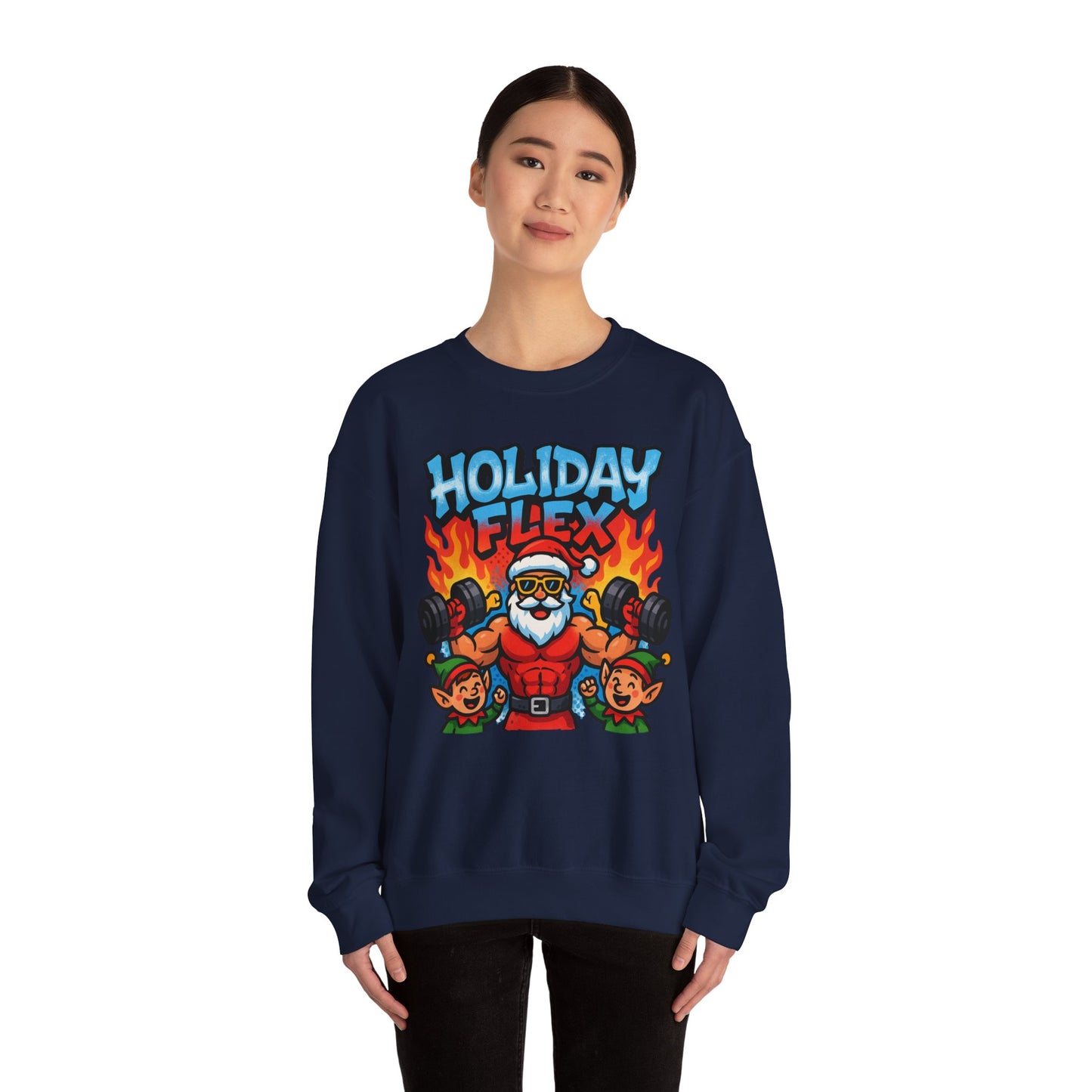 Holiday Flex Fit Santa Sweatshirt - Funny Christmas Crewneck | Loom Noir