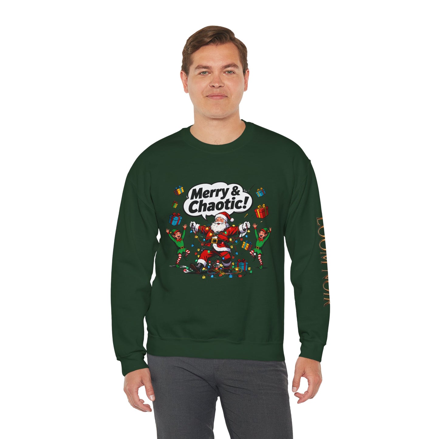 Merry & Chaotic Santa Christmas Crewneck Sweatshirt