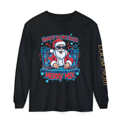 DJ Santa Long Sleeve Shirt | Naughty or Nice Beats Christmas Tee