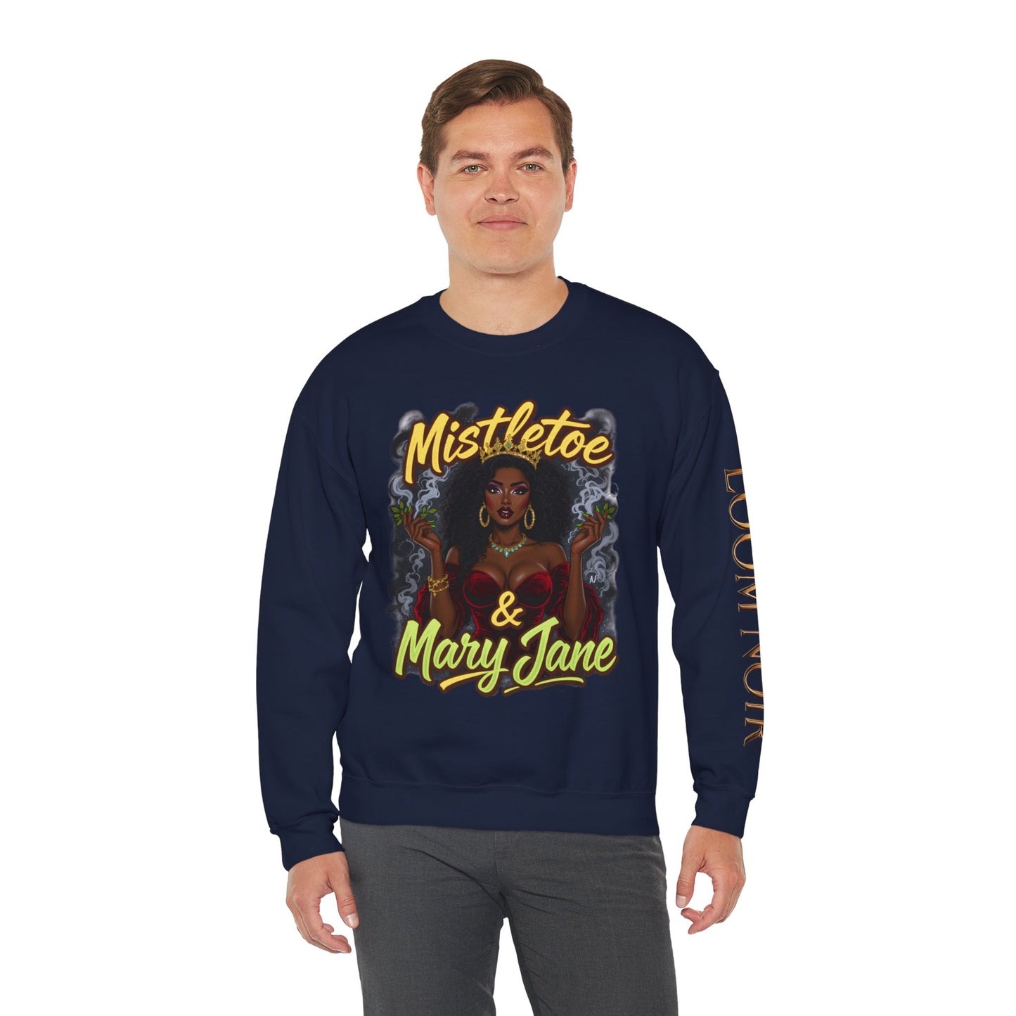 Mistletoe & Mary Jane Crewneck | Cannabis Holiday Sweatshirt