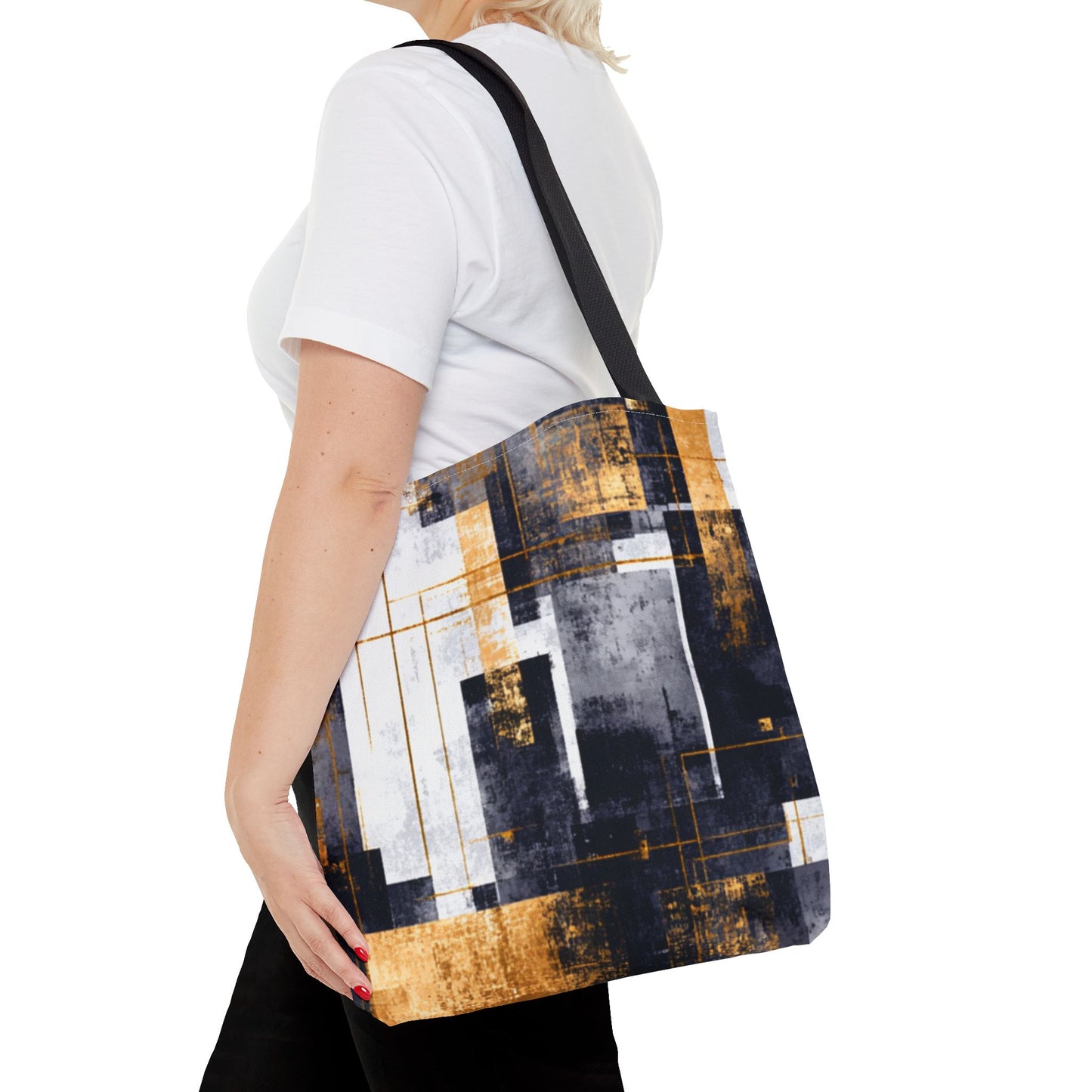 Modern Gold & Navy Tote Bag - Stylish Shopping Bag | Loom Noir