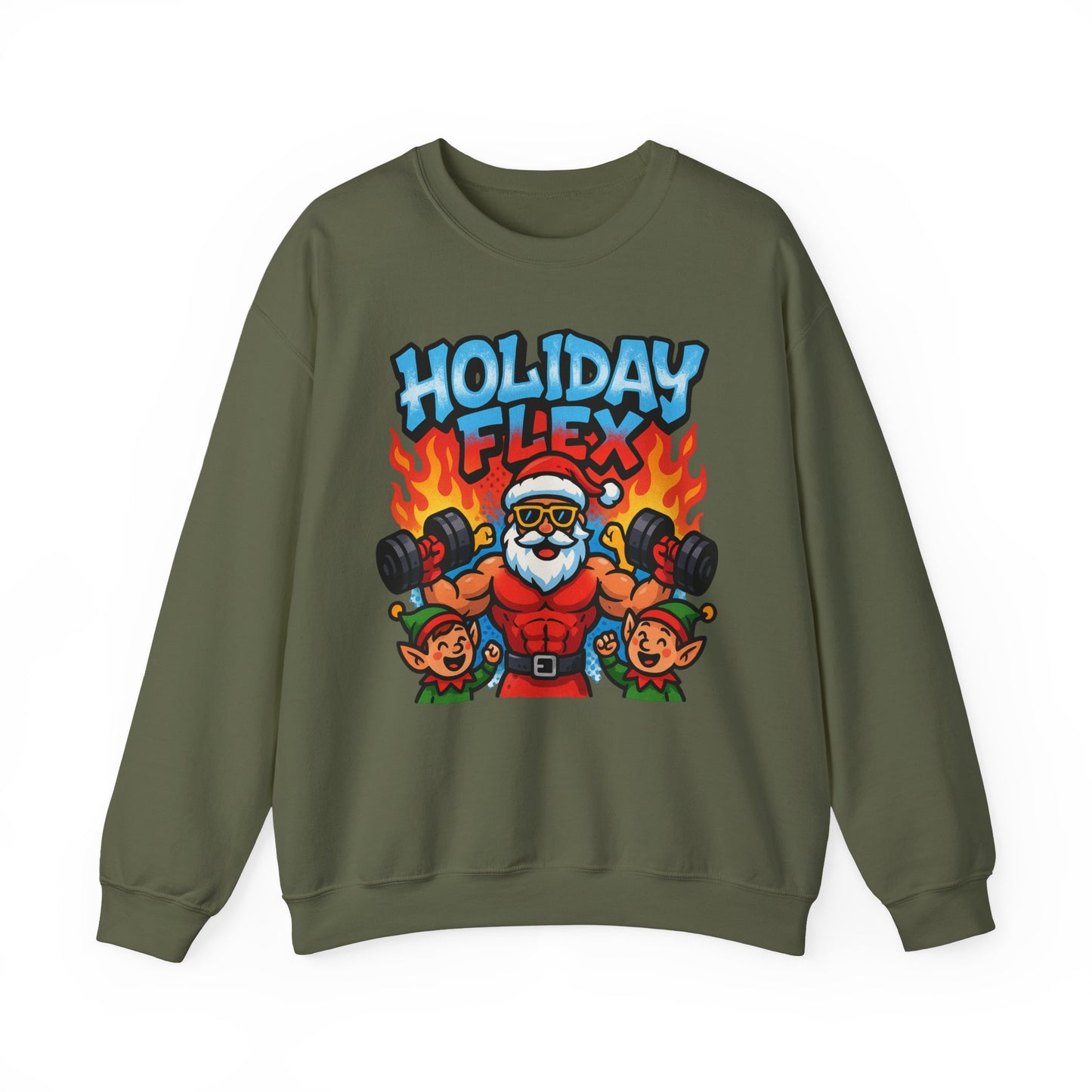Holiday Flex Sweatshirt - Funny Christmas Fitness Crewneck | Loom Noir