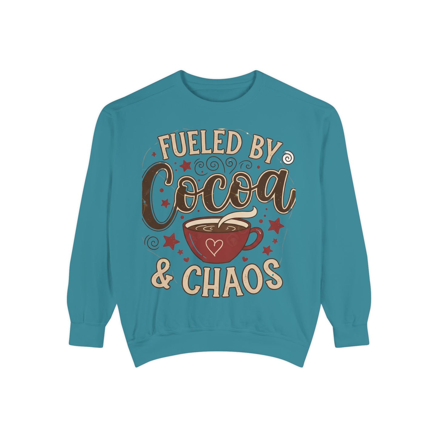 Fueled by Cocoa & Chaos Sweatshirt - Cozy Hot Cocoa Pullover | Loom Noir