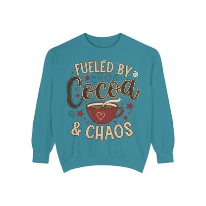 Fueled by Cocoa & Chaos Sweatshirt - Cozy Hot Cocoa Pullover | Loom Noir