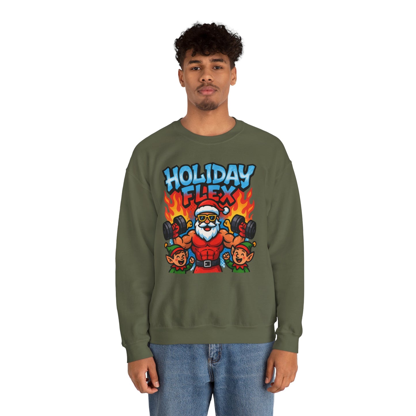 Holiday Flex Sweatshirt - Funny Christmas Fitness Crewneck | Loom Noir