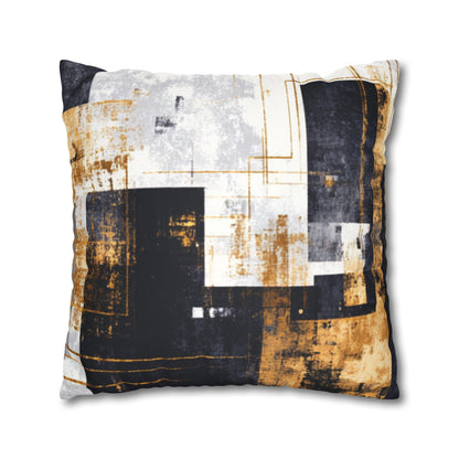 Abstract Gold & Charcoal Faux Suede Pillowcase — Luxury Accent Pillow | Loom Noir