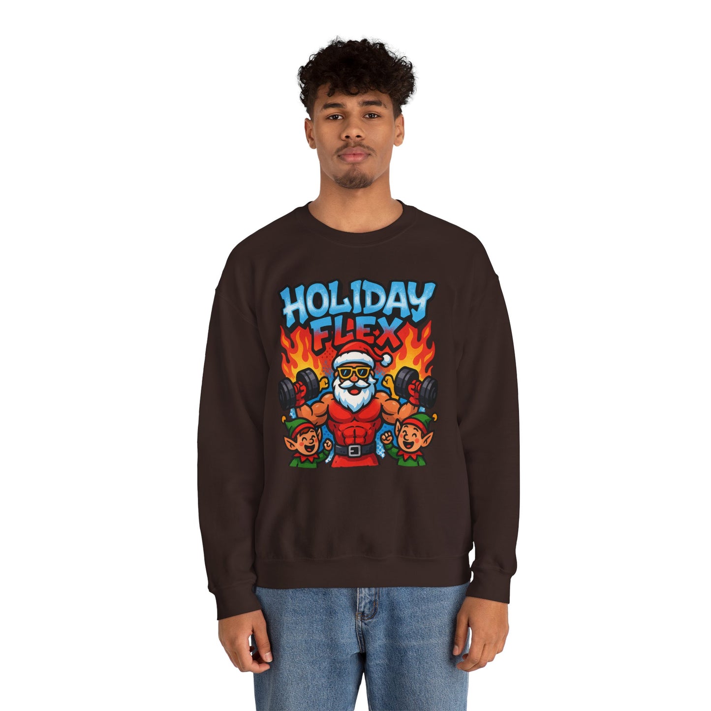 Holiday Flex Sweatshirt - Funny Christmas Fitness Crewneck | Loom Noir