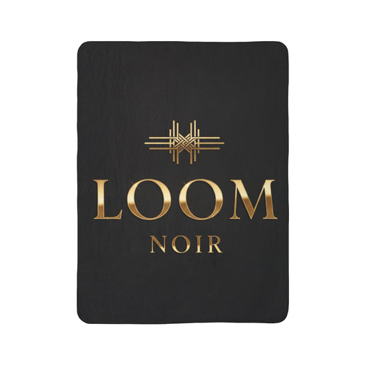 Loom Noir Sherpa Blanket — Luxurious Black & Gold Plush Throw