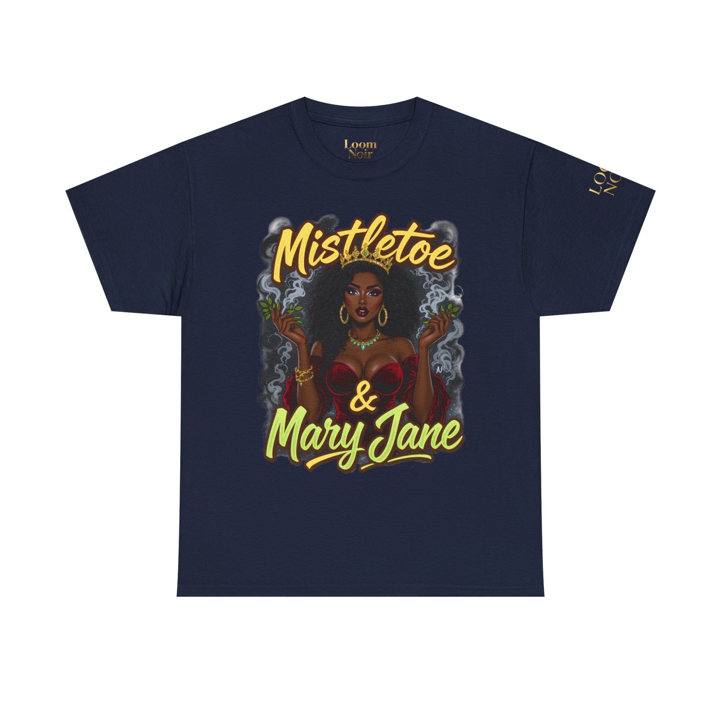 Mistletoe & Mary Jane Holiday Cannabis T-Shirt | Festive Weed Tee