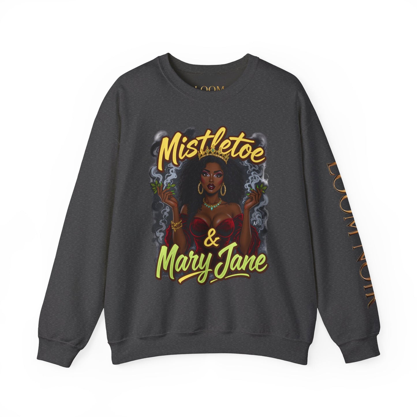 Mistletoe & Mary Jane Crewneck | Cannabis Holiday Sweatshirt