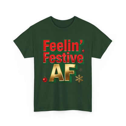 Festive AF Unisex T-Shirt - Funny Christmas Tee | Loom Noir