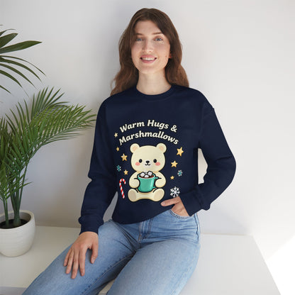 Cute Bear Hot Cocoa Sweatshirt - Warm Hugs & Marshmallows | Loom Noir
