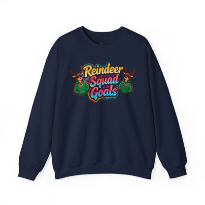 Reindeer Squad Goals Sweatshirt - Funny Christmas Crewneck | Loom Noir