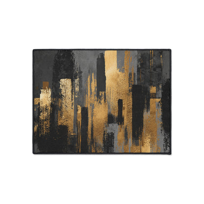 Abstract Industrial Heavy-Duty Floor Mat — Modern Geometric Entrance Rug | Loom Noir
