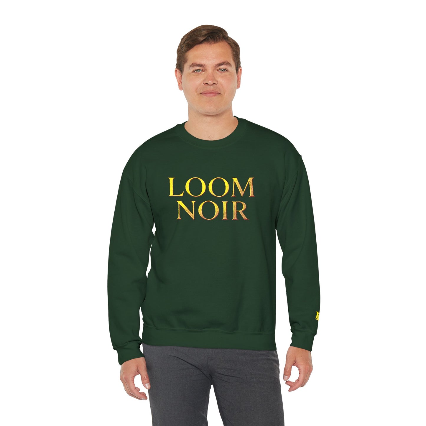 Gothic Gold Script Crewneck - Loom Noir Streetwear Sweatshirt