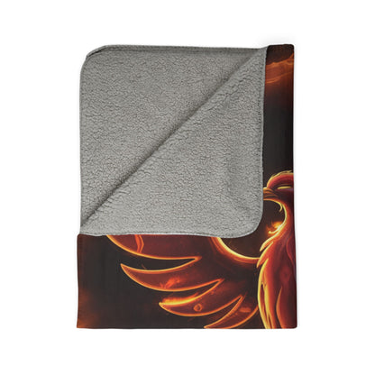 Phoenix Flame Sherpa Blanket | Fiery Mythical Bird Fleece Throw