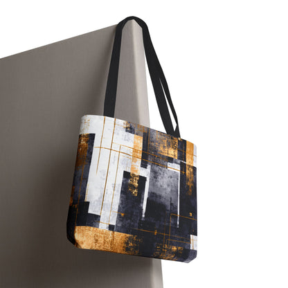 Modern Gold & Navy Tote Bag - Stylish Shopping Bag | Loom Noir