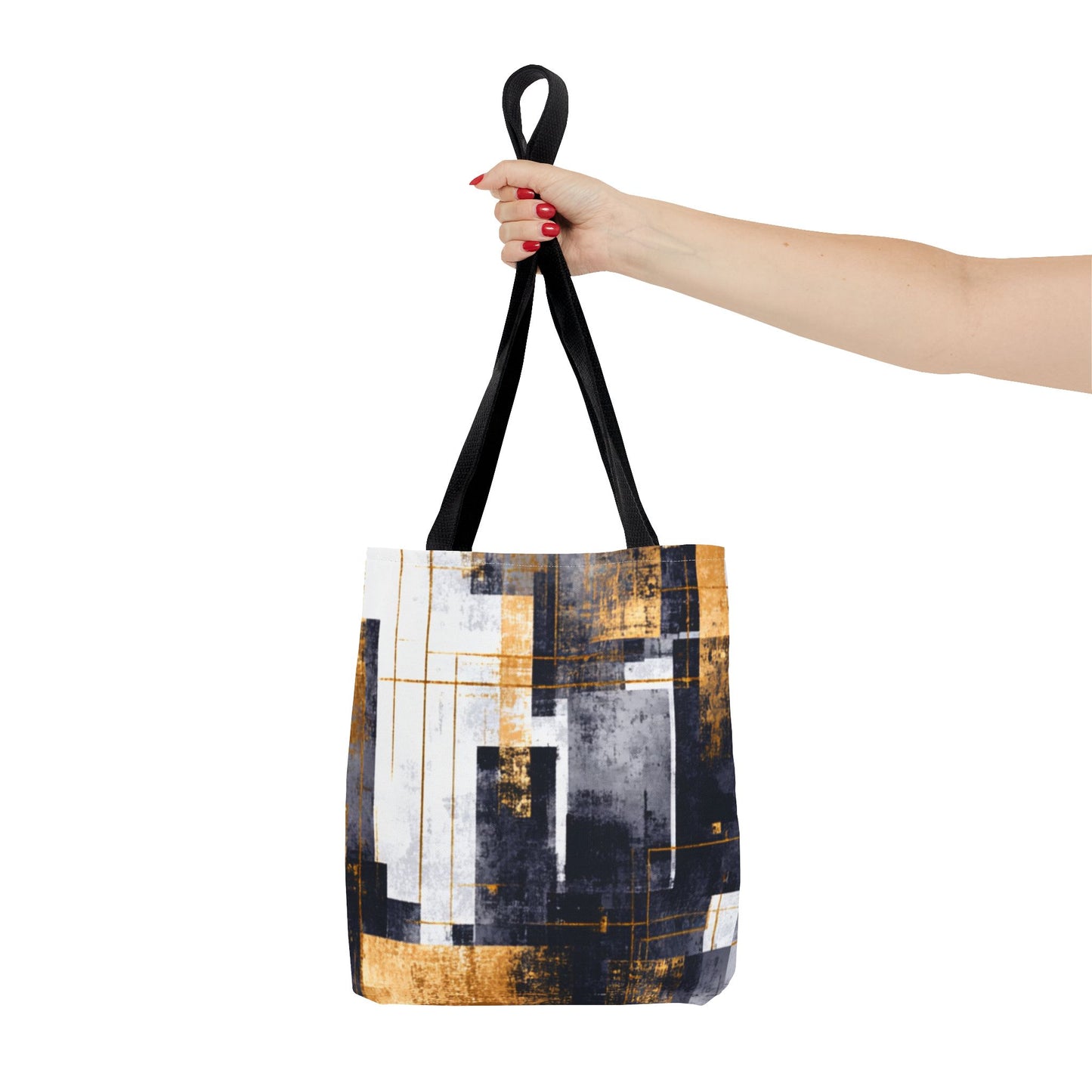 Modern Gold & Navy Tote Bag - Stylish Shopping Bag | Loom Noir