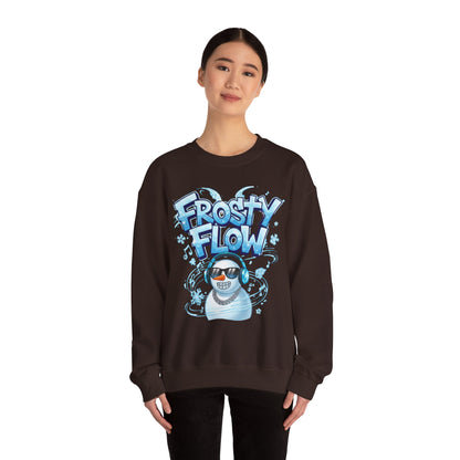 Frosty Flow Sweatshirt - Cool Snowman Graphic Crewneck | Loom Noir