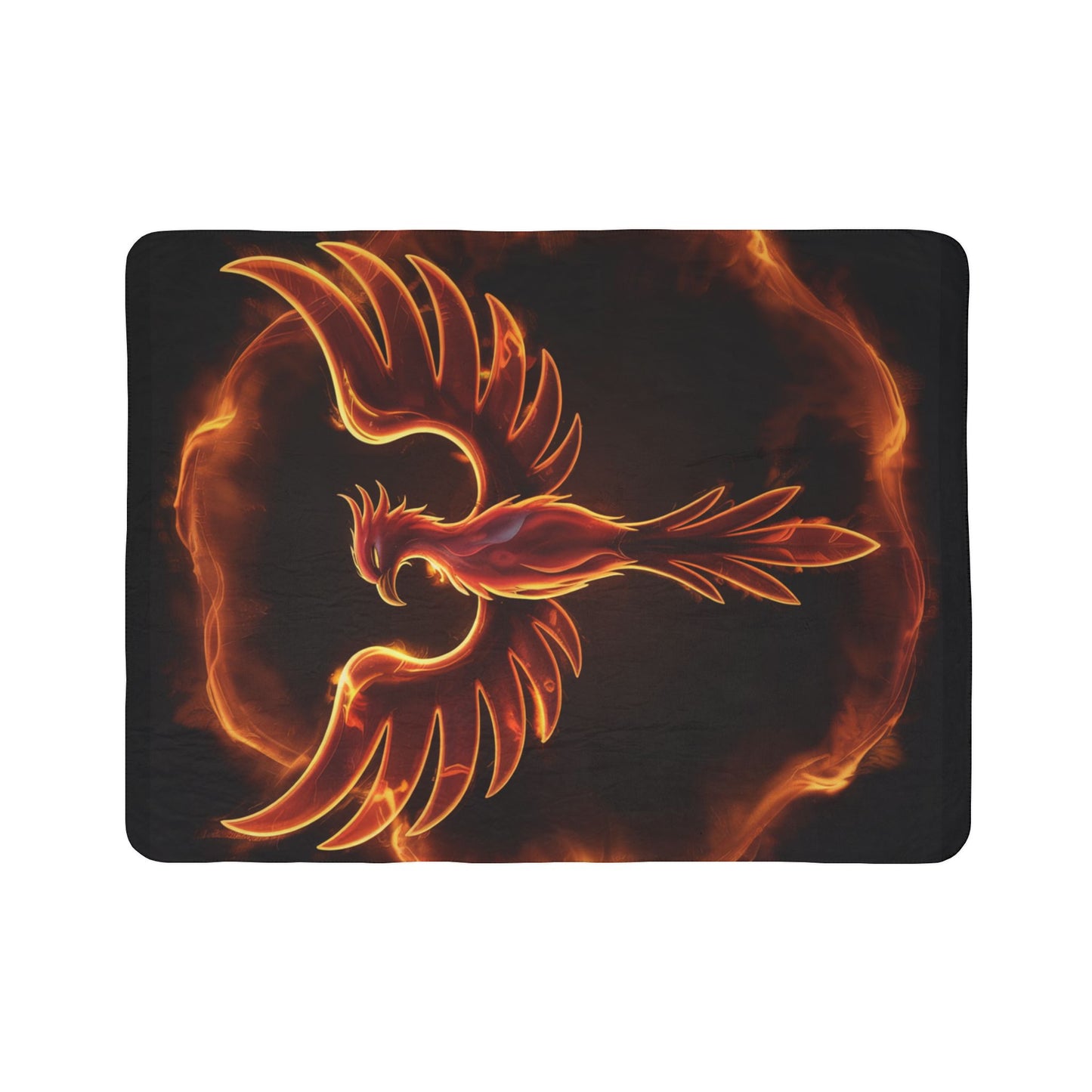 Phoenix Flame Sherpa Blanket | Fiery Mythical Bird Fleece Throw