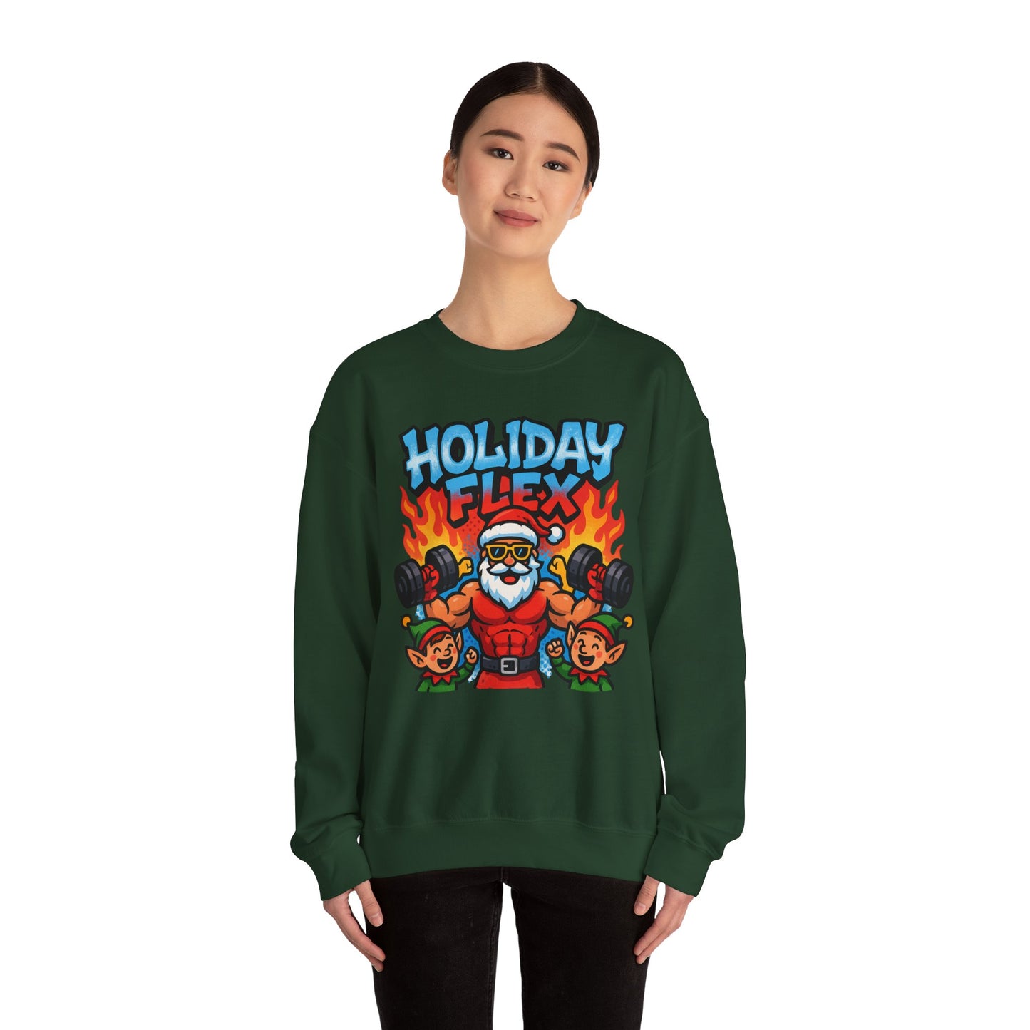 Holiday Flex Fit Santa Sweatshirt - Funny Christmas Crewneck | Loom Noir
