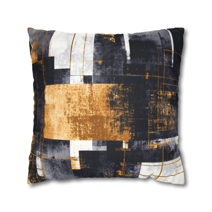 Abstract Gold & Charcoal Faux Suede Pillowcase — Luxury Accent Pillow | Loom Noir