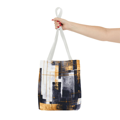 Modern Gold & Navy Tote Bag - Stylish Shopping Bag | Loom Noir