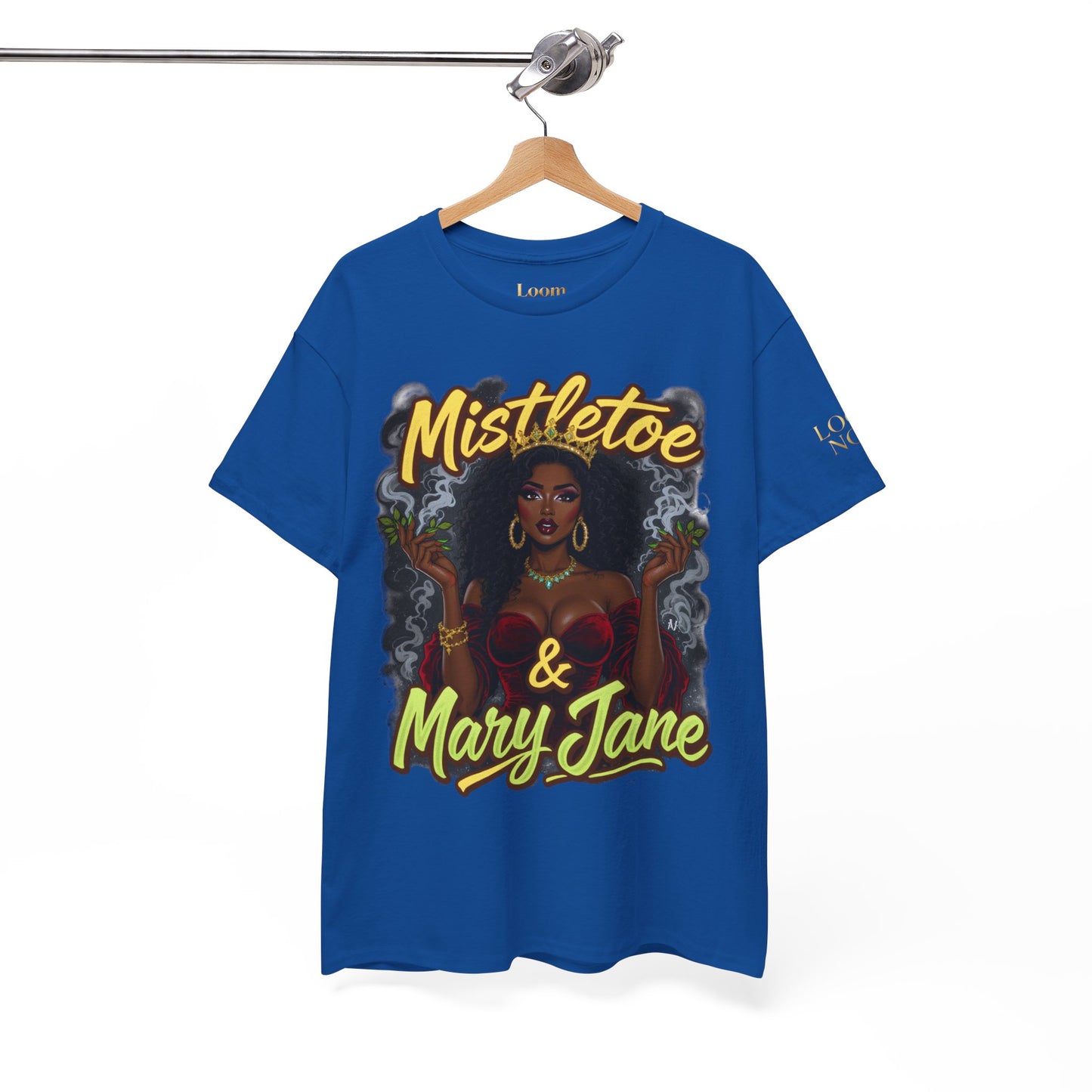 Mistletoe & Mary Jane Holiday Cannabis T-Shirt | Festive Weed Tee