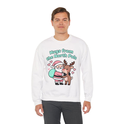 Christmas Sweatshirt Santa & Reindeer - Holiday Crewneck | Loom Noir