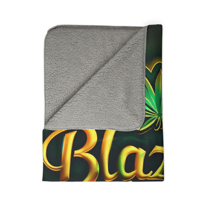 Blazed & Blessed Sherpa Blanket | Cannabis-Themed Fleece Throw