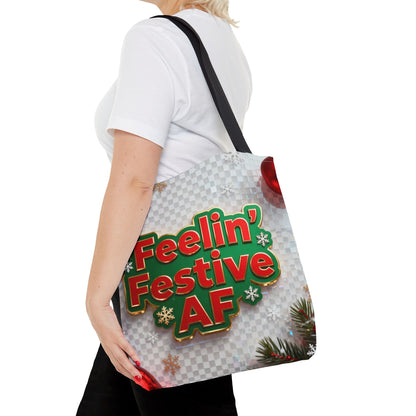 Feelin' Festive AF Tote Bag - Holiday Shopping Bag | Loom Noir
