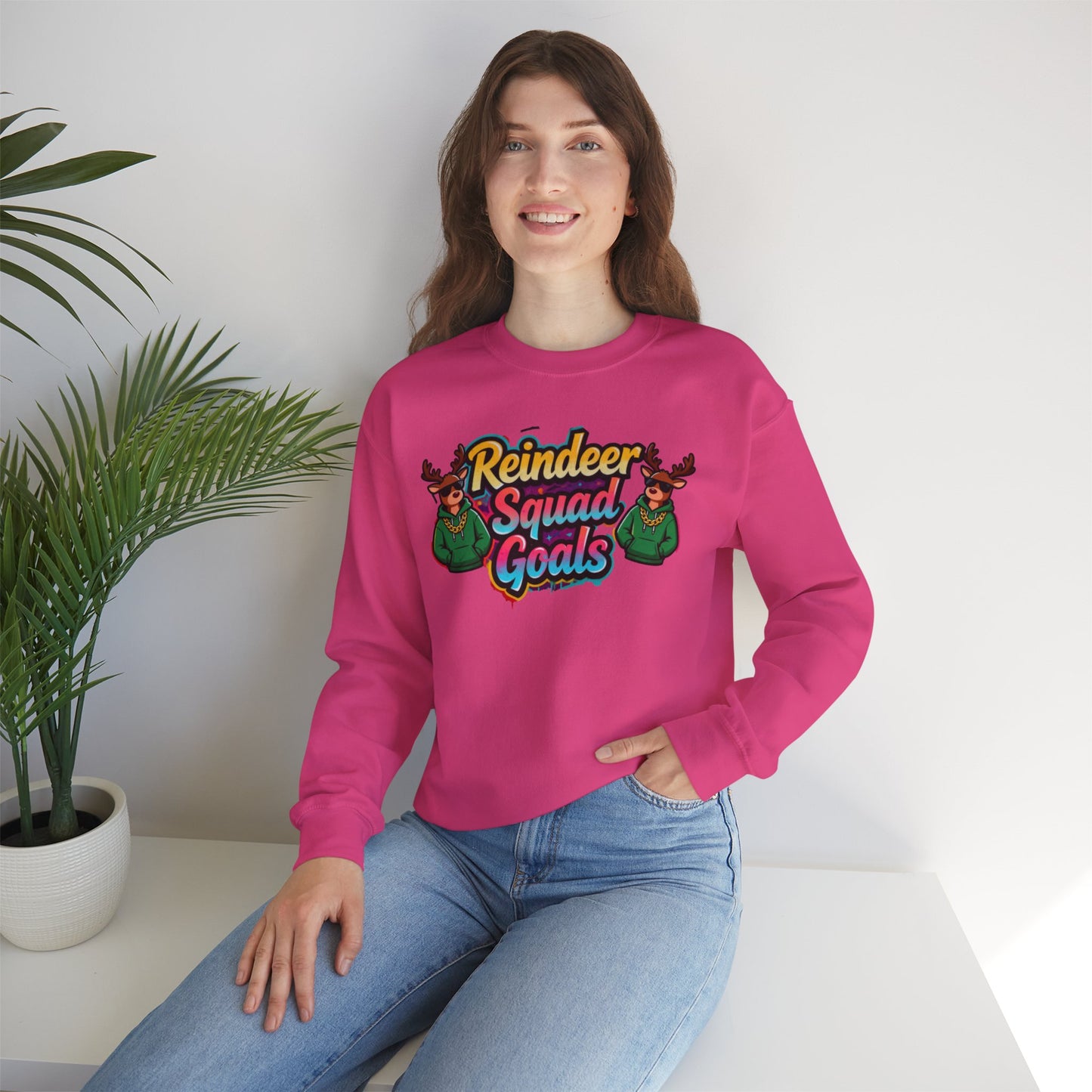 Reindeer Squad Goals Sweatshirt - Funny Christmas Crewneck | Loom Noir