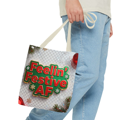 Feelin' Festive AF Tote Bag - Holiday Shopping Bag | Loom Noir