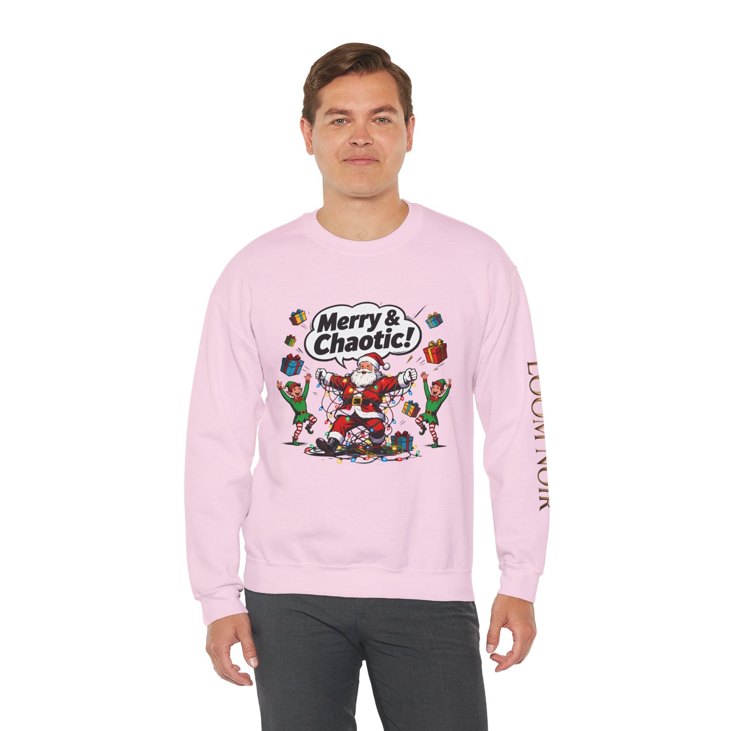 Merry & Chaotic Santa Christmas Crewneck Sweatshirt