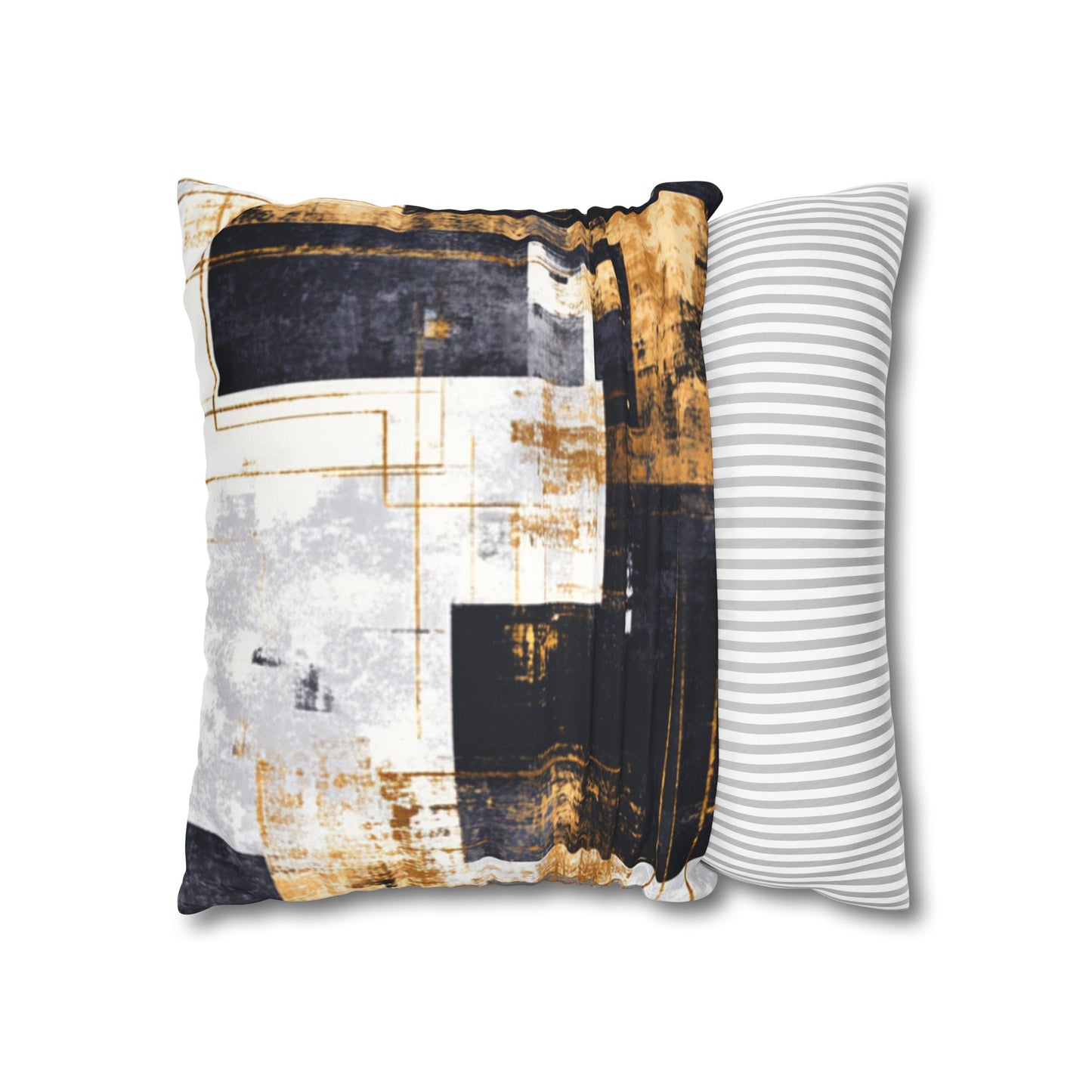 Abstract Gold & Charcoal Faux Suede Pillowcase — Luxury Accent Pillow | Loom Noir