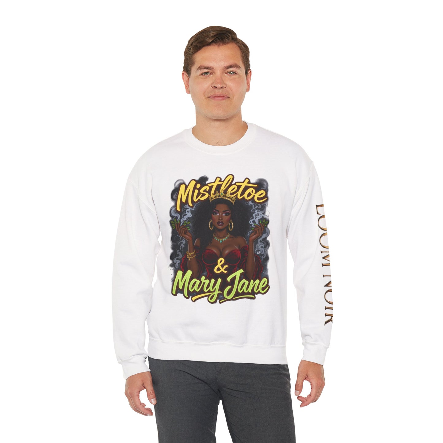 Mistletoe & Mary Jane Crewneck | Cannabis Holiday Sweatshirt