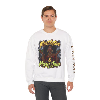 Mistletoe & Mary Jane Crewneck | Cannabis Holiday Sweatshirt