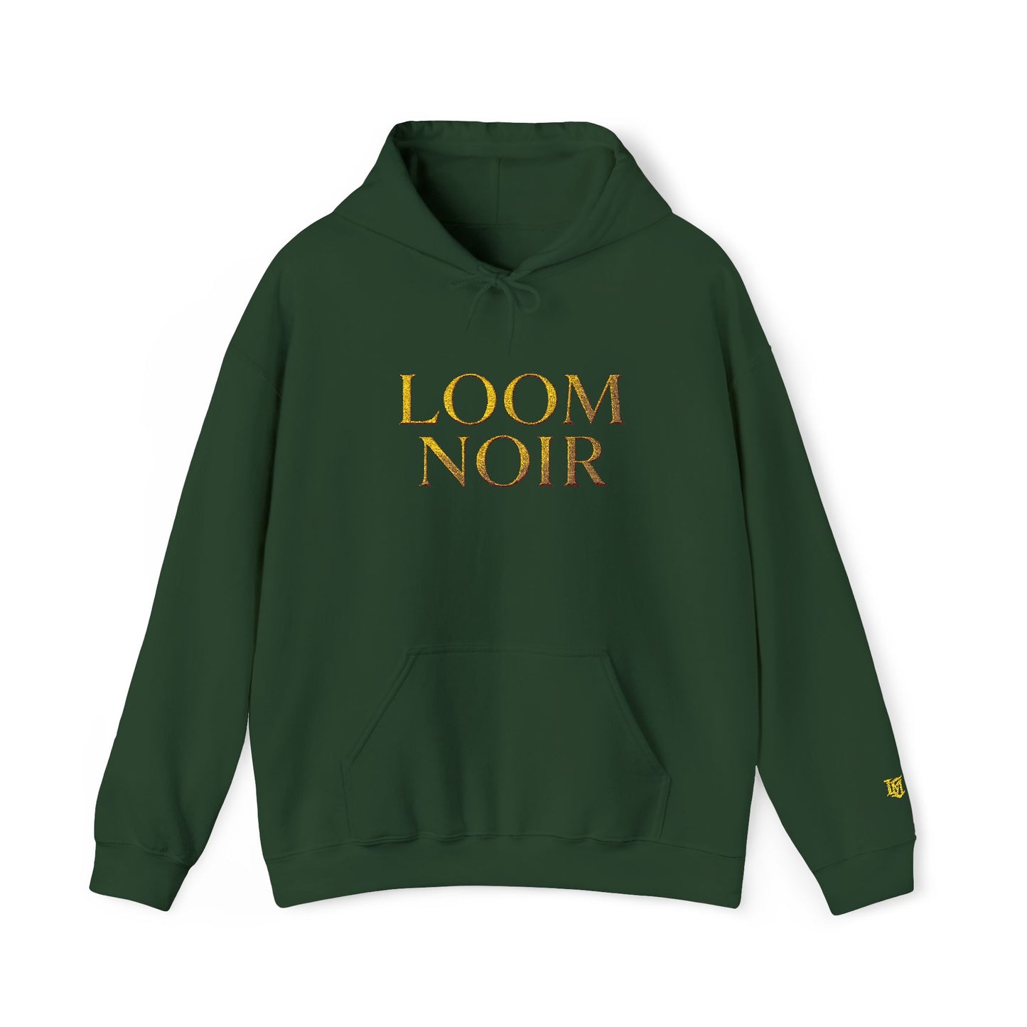 Gold Foil Text Hoodie - Loom Noir Premium Pullover | Streetwear